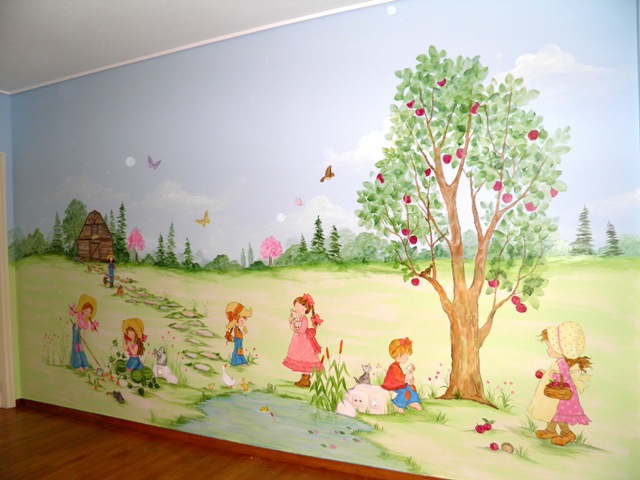 ζωγραφικη σε τοιχο παιδικου δωματιου σαρα κεη